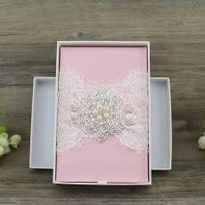 High Quality Hardcover Pink Silk Box Wedding Invitations